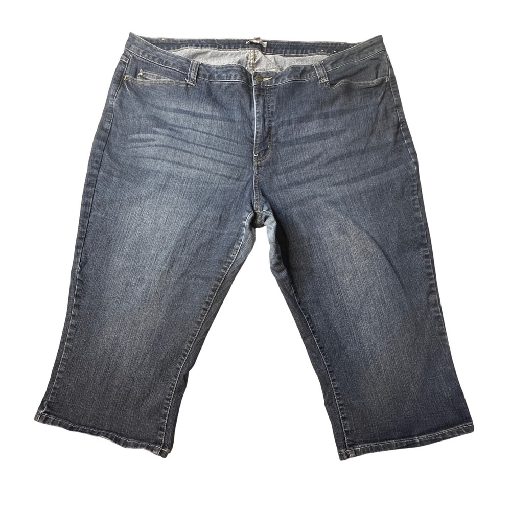 Fashion‎ Bug Jeans Womens 26 Blue Denim Cropped Capris Dark Wash Stretch Casual